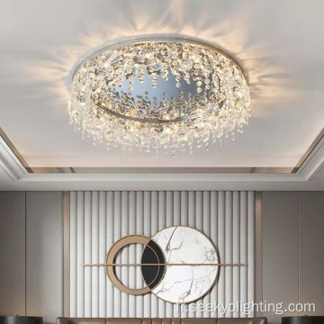Lampe de plafond pendentif en cristal miroir de luxe